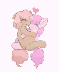 Size: 858x1048 | Tagged: safe, artist:php197, oc, oc only, oc:kayla, oc:mary jane, earth pony, pony, blushing, eyes closed, female, heart, kayry, lesbian, love, mare, shipping, simple background, snuggling, white background