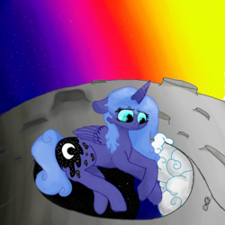 Size: 800x800 | Tagged: safe, artist:timeatriy-time-lives, princess luna, alicorn, pony, g4, female, mare, moon, s1 luna, sad, solo