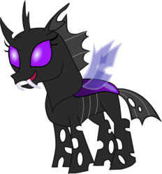 Size: 1819x1961 | Tagged: safe, artist:shadymeadow, oc, oc only, oc:swarmdra, changeling, female, purple changeling, simple background, solo, transparent background