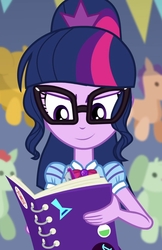 Size: 700x1080 | Tagged: safe, edit, edited screencap, editor:axal-5, screencap, sci-twi, twilight sparkle, equestria girls, equestria girls series, g4, rollercoaster of friendship, book, cropped, female, geode of telekinesis, glasses, inverted mouth, magical geodes, solo
