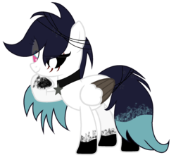Size: 1676x1524 | Tagged: safe, artist:space--paws0w0, oc, oc only, oc:glitchy, pegasus, pony, bracelet, choker, colored sclera, colored wings, cut, ear piercing, earring, eye scar, female, heterochromia, jewelry, mare, multicolored wings, piercing, raised hoof, scar, simple background, solo, white background