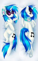 Size: 2835x4535 | Tagged: safe, artist:doekitty, dj pon-3, vinyl scratch, pony, unicorn, g4, body pillow, body pillow design, butt, chest fluff, dock, female, frog (hoof), headphones, looking at you, looking back, looking back at you, mare, plot, smiling, solo, sunglasses, underhoof