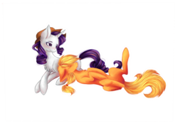 Size: 4092x2893 | Tagged: safe, artist:schizoidtomii, applejack, rarity, pony, g4, accessory swap, cute, digital art, female, jackabetes, lesbian, raribetes, ship:rarijack, shipping, simple background, transparent background