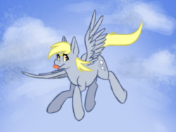 Size: 3600x2700 | Tagged: safe, artist:girlboyburger, derpy hooves, pegasus, pony, g4, colored sketch, female, flying, high res, mare, simple background, solo