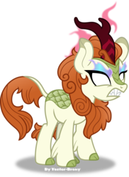 Size: 2874x3953 | Tagged: safe, artist:vector-brony, autumn blaze, kirin, sounds of silence, angry, blank eyes, female, glowing eyes, high res, imminent nirik, quadrupedal, sharp teeth, simple background, solo, teeth, transparent background, vector