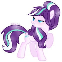 Size: 709x715 | Tagged: safe, artist:doroshll, oc, oc only, oc:snow twinkle, earth pony, pony, female, mare, offspring, parent:double diamond, parent:starlight glimmer, parents:glimmerdiamond, raised hoof, simple background, solo, transparent background