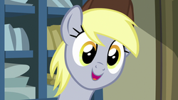 Size: 1280x720 | Tagged: safe, screencap, derpy hooves, pony, best gift ever, g4, female, post office, solo