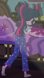 Size: 474x831 | Tagged: safe, screencap, sci-twi, twilight sparkle, equestria girls, g4, monday blues, my little pony equestria girls: summertime shorts, barefoot, butt, clothes, cropped, feet, female, pajamas, sci-twibutt, twibutt