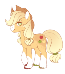 Size: 435x497 | Tagged: safe, artist:pandemiamichi, applejack, earth pony, pony, g4, alternate cutie mark, alternate design, coat markings, colored hooves, cowboy hat, female, hat, looking at you, mare, simple background, socks (coat markings), solo, transparent background, unshorn fetlocks