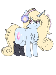 Size: 1800x2400 | Tagged: safe, artist:antiwalkercassie, oc, oc only, oc:love shield twinkle, pony, unicorn, clothes, female, glasses, headphones, mare, simple background, socks, solo, transparent background