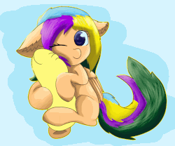 Size: 2000x1667 | Tagged: safe, artist:ppptly, oc, oc only, oc:program mouse, pegasus, pony, animated, blinking, breathing, cute, female, floppy ears, gif, hug, outline, pillow, pillow hug, simple background, solo