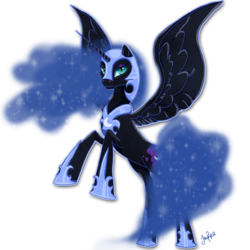 Size: 800x800 | Tagged: safe, artist:themoonfall, nightmare moon, alicorn, pony, g4, female, mare, rearing, simple background, solo, transparent background
