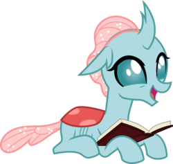 Size: 3171x3000 | Tagged: safe, artist:cloudy glow, ocellus, changedling, changeling, g4, school daze, .ai available, book, cute, diaocelles, female, high res, prone, simple background, smiling, solo, transparent background, vector