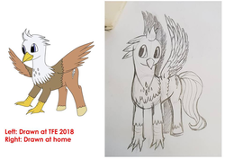 Size: 960x678 | Tagged: safe, artist:casparraillen, oc, oc:silver quill, pony, comparison, digital art, sketch, the friendship express, traditional art