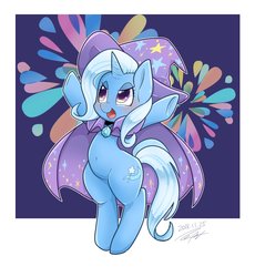 Size: 1884x2048 | Tagged: safe, artist:bbtasu, trixie, pony, unicorn, g4, cape, clothes, cute, diatrixes, female, fireworks, hat, mare, solo, trixie's cape, trixie's hat