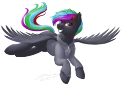 Size: 1024x768 | Tagged: safe, artist:novaintellus, oc, oc only, oc:rainbow dark, pony, clothes, grin, hoodie, male, multicolored hair, simple background, smiling, solo, stallion, sweater, transparent background