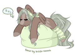 Size: 866x624 | Tagged: safe, artist:mintoria, oc, oc only, pegasus, pony, beanbag chair, chibi, female, mare, simple background, sleeping, solo, transparent background, zzz