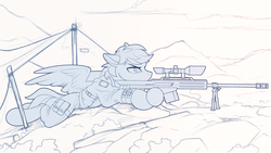Size: 2000x1124 | Tagged: safe, artist:yakovlev-vad, oc, oc only, pony, gun, male, rifle, sniper rifle, solo, stallion, weapon