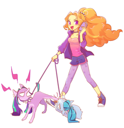 Size: 1038x1062 | Tagged: safe, artist:kkmrarar, edit, editor:jamalleymall, adagio dazzle, aria blaze, sonata dusk, dog, equestria girls, g4, angry, biting, cellphone, choker, clothes, coat, collar, converse, cropped, dogified, fight, hairband, leash, leggings, looking away, open mouth, pants, phone, shoes, shorts, simple background, sneakers, species swap, the dazzlings, white background