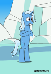 Size: 893x1293 | Tagged: safe, artist:gradiusfanatic, trixie, pony, g4, bipedal, cold, freezing, ice, shivering, solo
