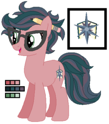 Size: 348x397 | Tagged: safe, artist:awoomarblesoda, oc, oc only, oc:redwood springwater, earth pony, pony, female, glasses, mare, offspring, parent:timber spruce, parent:twilight sparkle, parents:timbertwi, simple background, solo, transparent background