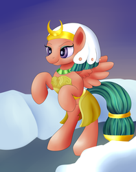 Size: 2300x2900 | Tagged: safe, artist:huffy26, somnambula, pegasus, pony, g4, egyptian, female, high res, mare, rearing, smiling, solo