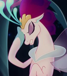 Size: 646x729 | Tagged: safe, edit, edited screencap, screencap, queen novo, seapony (g4), g4, my little pony: the movie, annoyed, bubble, caption, clothes, collar, colored pupils, cropped, crown, displeased, dorsal fin, eyelashes, eyes closed, eyeshadow, facefin, facepalm, female, fin, fin wings, fins, glowing, jewelry, makeup, ocean, open mouth, queen novo is not amused, regalia, sassy, seaquestria, see-through, solo, swimming, text, throne, throne room, unamused, underwater, upset, water, wings