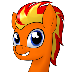 Size: 2419x2419 | Tagged: safe, artist:moonatik, oc, oc only, oc:fire flash, fire pony, pony, bust, commission, cute, high res, looking at you, male, simple background, smiling, solo, stallion, transparent background