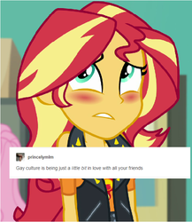 Size: 570x658 | Tagged: safe, edit, edited screencap, screencap, sunset shimmer, equestria girls, equestria girls specials, g4, my little pony equestria girls: better together, my little pony equestria girls: forgotten friendship, blushing, female, implied lesbian, implied shipping, solo