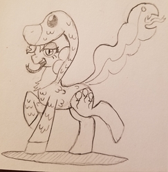 Size: 3024x3113 | Tagged: safe, artist:feralroku, pinkie pie, pony, snake, g4, clothes, costume, female, forked tongue, high res, raised hoof, slit pupils, solo, tongue out, traditional art