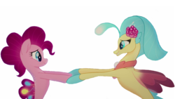 Size: 2731x1536 | Tagged: safe, edit, edited screencap, editor:lonely fanboy48, screencap, pinkie pie, princess skystar, seapony (g4), g4, my little pony: the movie, background removed, cute, dancing, female, lesbian, one small thing, seaponified, seapony pinkie pie, seaquestria, ship:skypie, shipping, shipping fuel, species swap