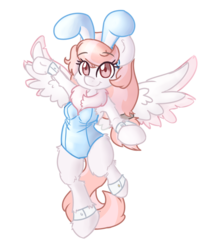 Size: 1269x1509 | Tagged: safe, artist:spheedc, oc, oc only, oc:feather belle, pegasus, semi-anthro, arm hooves, bipedal, bunny suit, chest fluff, clothes, cuffs (clothes), female, fluffy, mare, simple background, solo, transparent background