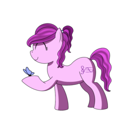 Size: 1000x1000 | Tagged: safe, artist:cappie, oc, oc only, oc:violet ray, butterfly, pony, happy, simple background, solo, transparent background