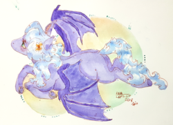 Size: 1280x926 | Tagged: safe, artist:laps-sp, oc, oc only, bat pony, pony, female, mare, solo, traditional art