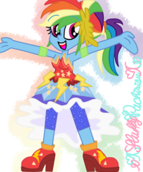Size: 1024x1229 | Tagged: safe, artist:xxfluffypachirisuxx, rainbow dash, equestria girls, g4, my little pony equestria girls: legend of everfree, clothes, dress, female, solo