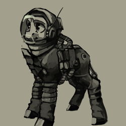 Size: 713x713 | Tagged: safe, artist:erijt, oc, oc only, pony, astronaut, grayscale, monochrome, simple background, solo, spacesuit