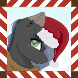 Size: 2400x2400 | Tagged: safe, artist:lilrandum, oc, oc only, oc:lilrandum, pony, female, grin, hat, high res, mare, smiling, snow, ych example, your character here