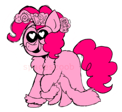 Size: 1181x1083 | Tagged: safe, artist:pinkiespresent, pinkie pie, spirit of hearth's warming presents, pony, a hearth's warming tail, g4, female, heart eyes, kidcore, pinkie's present, simple background, solo, transparent background, wingding eyes