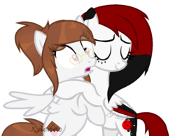Size: 1024x794 | Tagged: safe, artist:ipandacakes, artist:xylenneisnotamazing, oc, oc only, oc:blood moon, oc:chocolate hearts, pegasus, pony, colored wings, female, glasses, mare, multicolored wings, simple background, transparent background