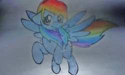 Size: 2560x1536 | Tagged: safe, artist:enviaart, rainbow dash, pegasus, pony, g4, female, floppy ears, solo, traditional art