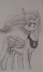 Size: 1536x2560 | Tagged: safe, artist:enviaart, princess luna, pony, g4, female, monochrome, solo, traditional art