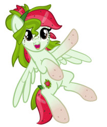 Size: 1764x2100 | Tagged: safe, artist:sjart117, oc, oc only, oc:watermelana, pegasus, pony, female, flying, freckles, gradient hooves, looking at you, mare, simple background, smiling, solo, transparent background, waving