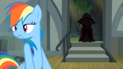 Size: 1920x1080 | Tagged: safe, screencap, a.k. yearling, rainbow dash, pony, daring don't, g4, lidded eyes, silhouette