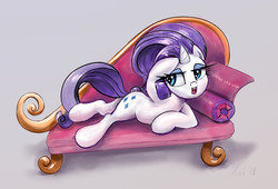 Size: 1558x1062 | Tagged: safe, artist:xbi, rarity, pony, unicorn, g4, draw me like one of your french girls, fainting couch, female, prone, solo