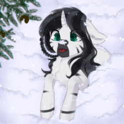 Size: 3000x3000 | Tagged: safe, artist:lovely-pony, oc, oc only, hybrid, pony, unicorn, zony, cute, female, high res, ocbetes, snow, snowfall, solo
