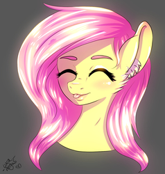 Size: 1076x1131 | Tagged: safe, artist:lucaaegus, fluttershy, pegasus, anthro, g4, :p, blushing, cute, ear fluff, eyes closed, female, gray background, lips, mare, shyabetes, silly, simple background, solo, tongue out