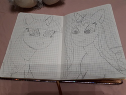 Size: 4608x3456 | Tagged: safe, artist:php185, twilight sparkle, oc, oc:sparkle light, alicorn, pony, g4, alicorn oc, female, graph paper, happy, irl, photo, traditional art, twilight sparkle (alicorn)