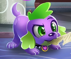 Size: 573x477 | Tagged: safe, artist:imdrunkontea, spike, spike the regular dog, dog, equestria girls, g4, collar, male, paws