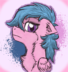 Size: 660x695 | Tagged: safe, artist:shinycyan, firefly, pegasus, pony, g1, g4, abstract background, bust, chest fluff, female, floppy ears, g1 to g4, generation leap, looking at you, mare, solo, unamused