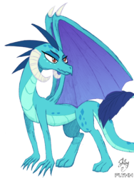 Size: 2448x3264 | Tagged: safe, artist:flynnmlp, artist:shinycyan, princess ember, dragon, g4, collaboration, dragoness, female, high res, lidded eyes, quadrupedal, simple background, solo, transparent background
